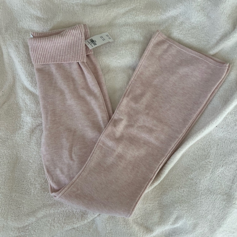 Gilly Hicks Blush Pink Knit Leggings with Ribbed Waistband